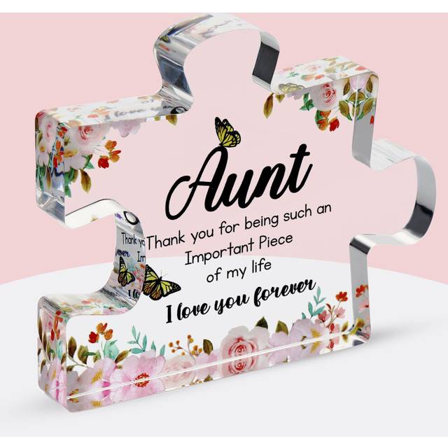 Velenti Aunt Gifts from Niece - Engraved Acrylic Block Puzzle Piece - Cute Auntie Present with Lovely Saying Paperweights - Fancy Favorite -