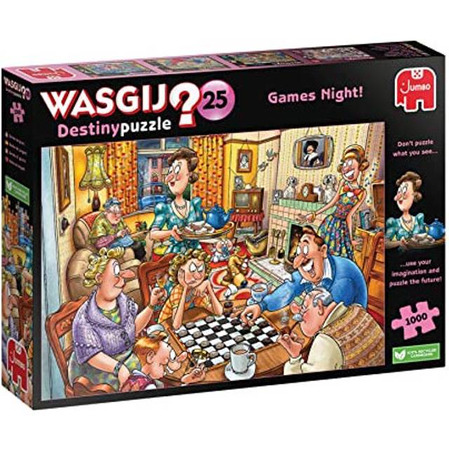 Jumbo, Wasgij, Destiny 25 - Games Night, Jigsaw Puzzles for Adults, 1000 piece