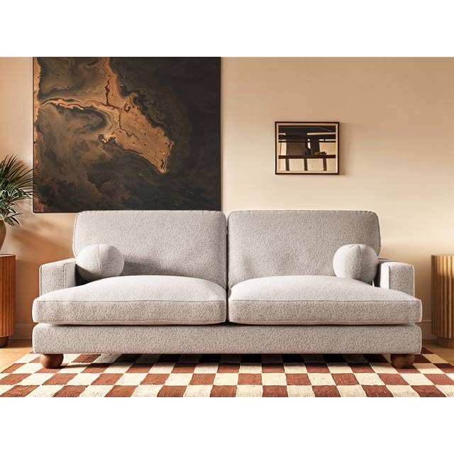 Solace+Co Solace+co Addison 3 Seater Boucle Sofa - Beige, Cream