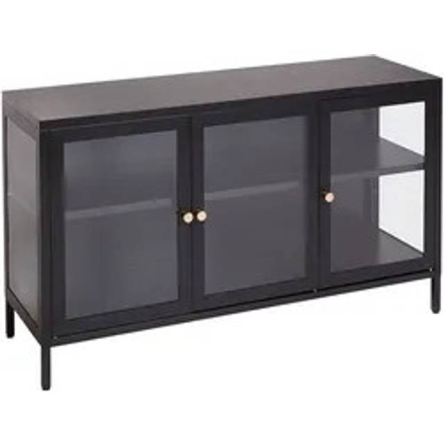 Glass Display Cabinet NEWPORT Metal 115 cm Black