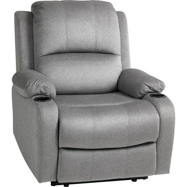 HOMCOM Recliner Armchair for Living Room - Recliner Chair with Cup Holder - Grey | TJ Hughes