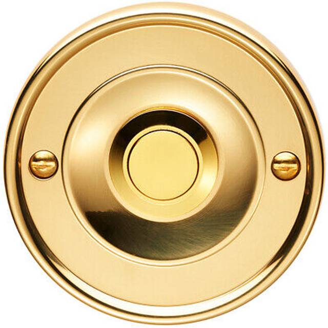 Decorative Door Bell Cover Polished Brass 65 x 7mm Round Sleek Button Plate