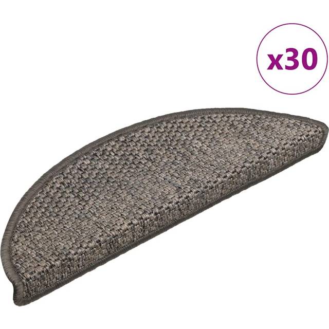 vidaXL Stair Mats Self-adhesive Sisal-Look 30 pcs 56x17x3 cm Brown Beige
