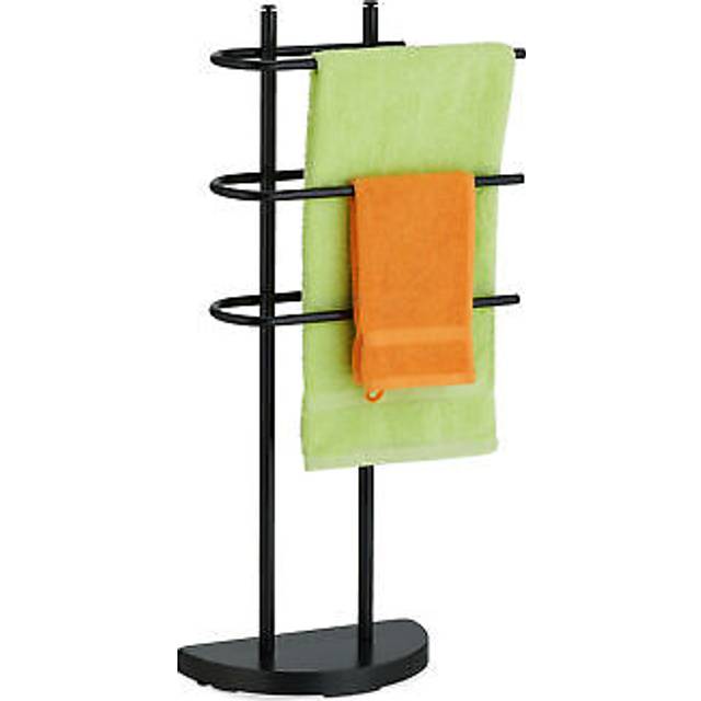 Relaxdays - Towel Rack, 3 Rails, h x w x d: 83 x 39 x 18 cm, Standing Towel Holder, Metal, Black