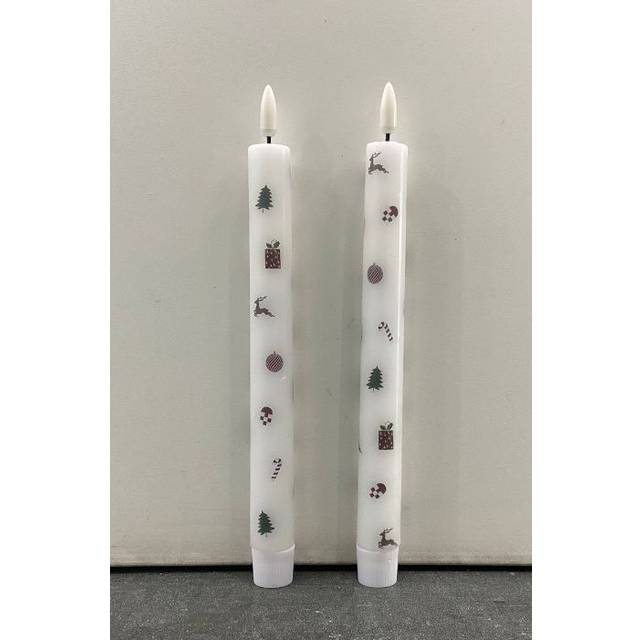 Dacore Stagelys m/3D flamme julemotiv 22 cm - 2 stk LED-lys