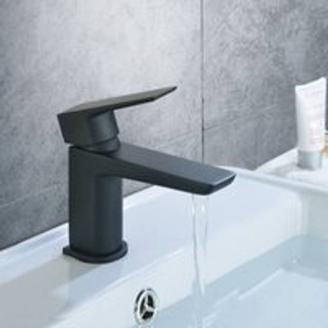 Matte Black Modern Cloakroom Basin Single Lever Tap - One Size