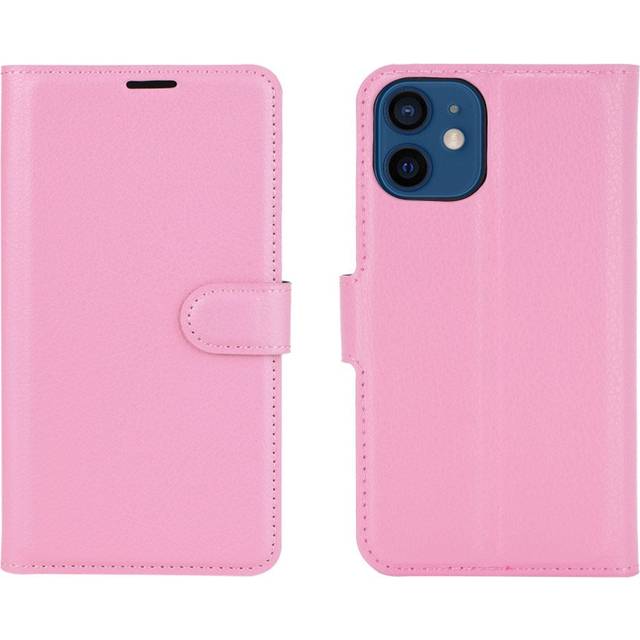 EIDERWOOD iPhone 12 Mini Konstläder Flip Fodral m. Korthållare & Ställfunktion - Rosa