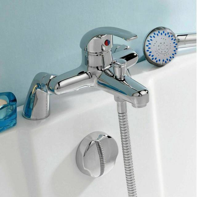 Modern Monobloc Single Lever Bathroom Mixer Tap Bath Tub Filler Tap with Shower Head Solid Brass Construction Chrome Finished