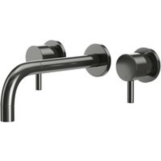 Wholesale Domestic Colore Round Wall Mounted 3 Tap Hole Basin Mixer Tap | Gunmetal Grey | 202mm x 100mm x 250mm