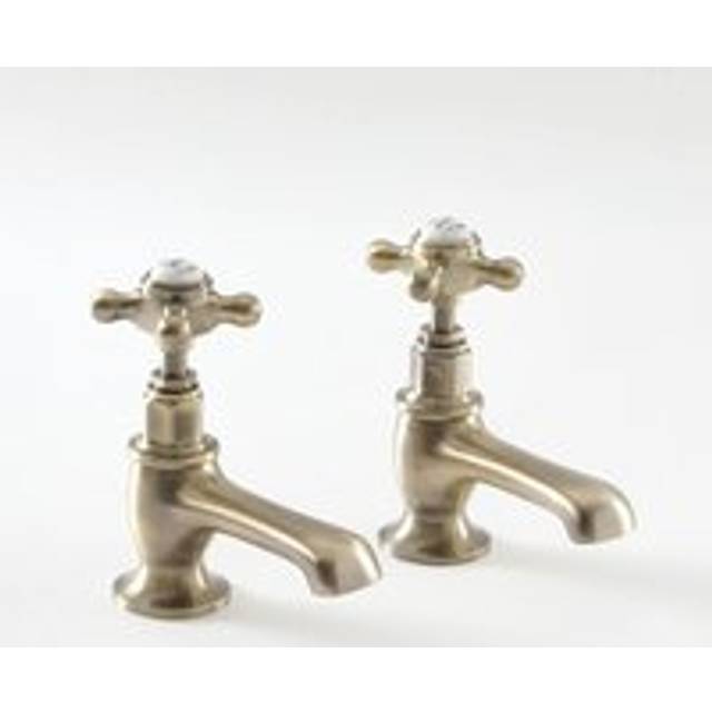 Milano - Elizabeth - Traditional Bathroom Basin Pillar Taps - Brushed Gold (Crosshead Handles)
