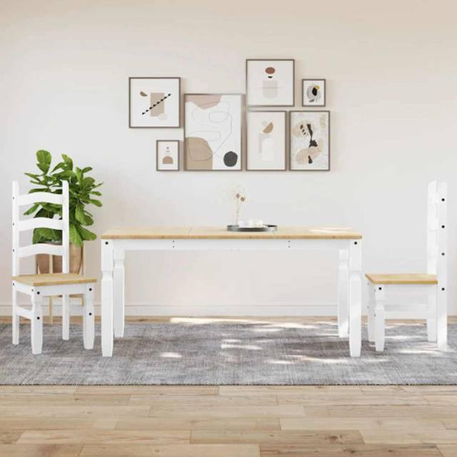 Vidaxl 3 Piece Dining Set Panama White Solid Wood Pine