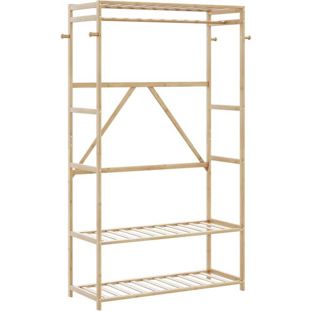 vidaXL Clothes Rack with Shelves 110x40x175 cm Bamboo - Brown