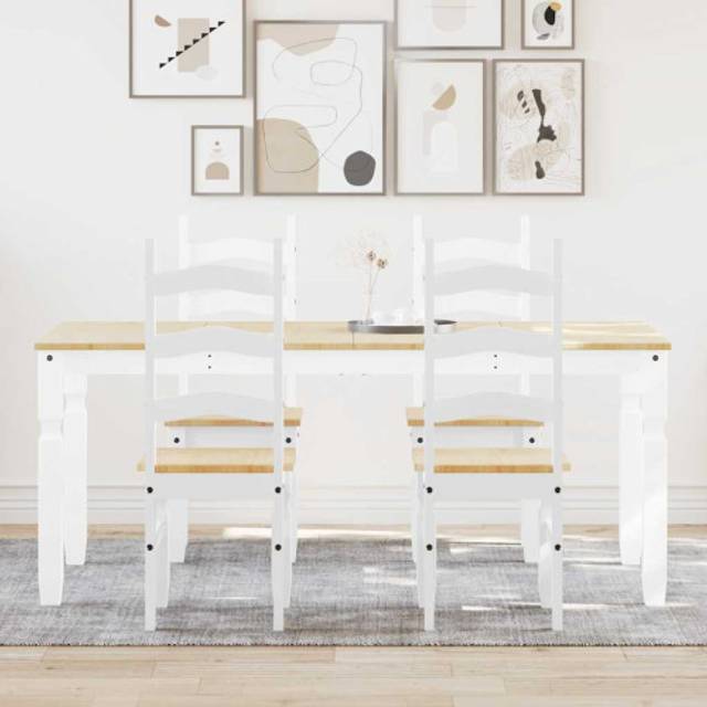vidaXL 5 Piece Dining Set Panama White Solid Wood Pine