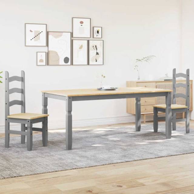 Vidaxl 3 Piece Dining Set Panama Grey Solid Wood Pine