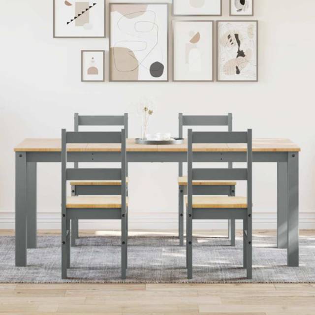 Vidaxl 5 Piece Dining Set Panama Grey Solid Wood Pine