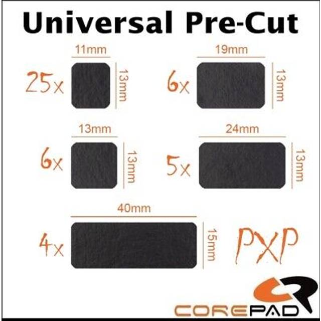 Corepad PXP Universal Pre-Cut Grips för Tangentbord och Gamingmus - Black