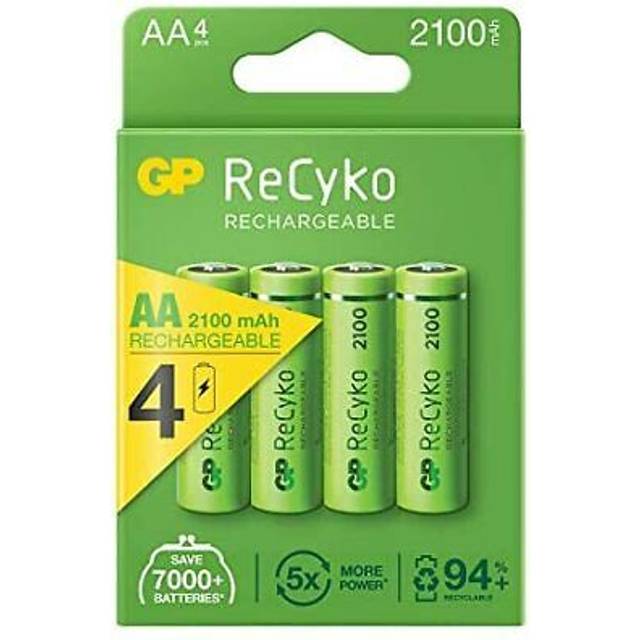 Uk gp 2100mah aa recyko rechargeable ni mh batteries 4 pack greener high qualit