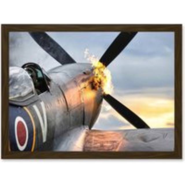 Taylor Military UK RAF Spitfire TE311 Fighter Plane Photo Artwork Framed Wall Art Print A4 - Brown - One Size