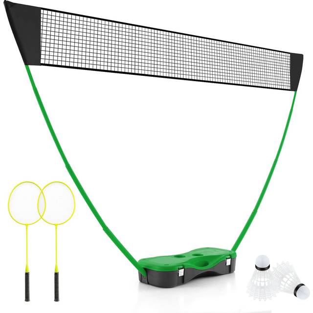 All-In-One Portable Badminton Net Set with Storage Base-Green