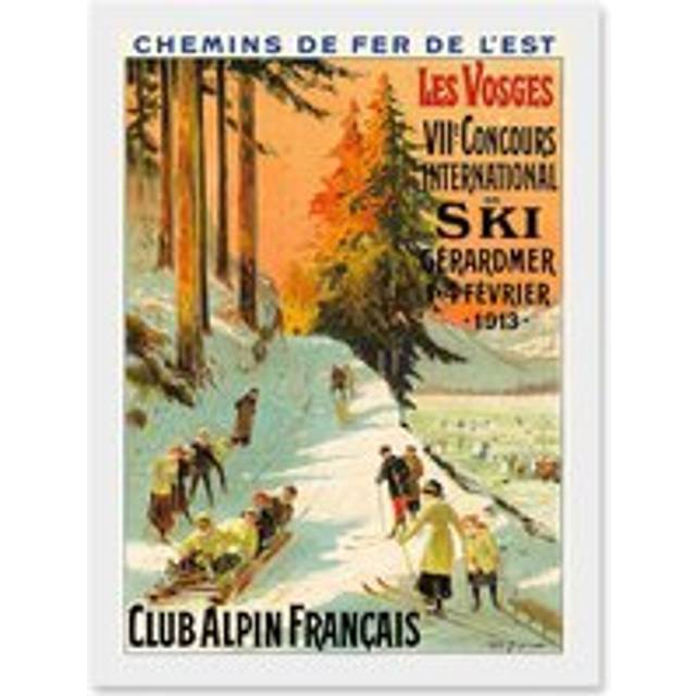 Advert Ski Contest Vosges France Alpine Club Winter Sport A4 Artwork Framed Wall Art Print - White - One Size