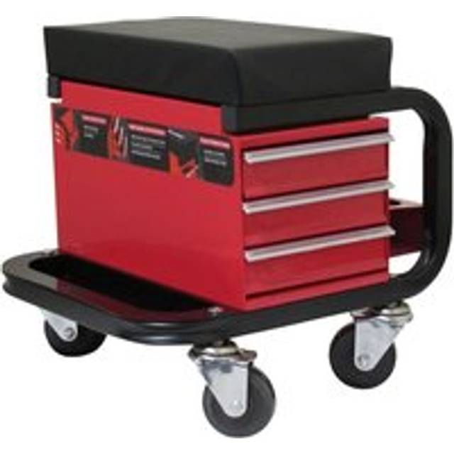 Mechanic Creeper Seat Workshop Trolley With Drawers (Padded Stool)