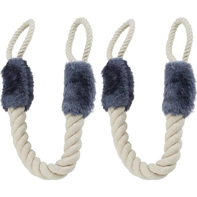Relaxdays Door Finger Pinch Guard, Set of 2, Doorstopper Handle, Child Safety, Soft, Cotton, 57 cm, Beige/Blue-Grey, 57 x 5 x 5 cm