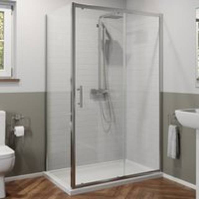 1400x700mm Sliding Shower Door Side Panel Framed Enclosure 6mm Glass Tray Waste
