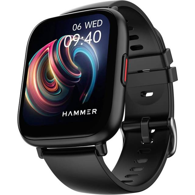 "HAMMER Fit+ 1.85"" Calling Smart Watch for Men and Women with Built-in Games, Metallic Body, Voice Assistant, in-App GPS, 100+ Sports Modes (Black)"