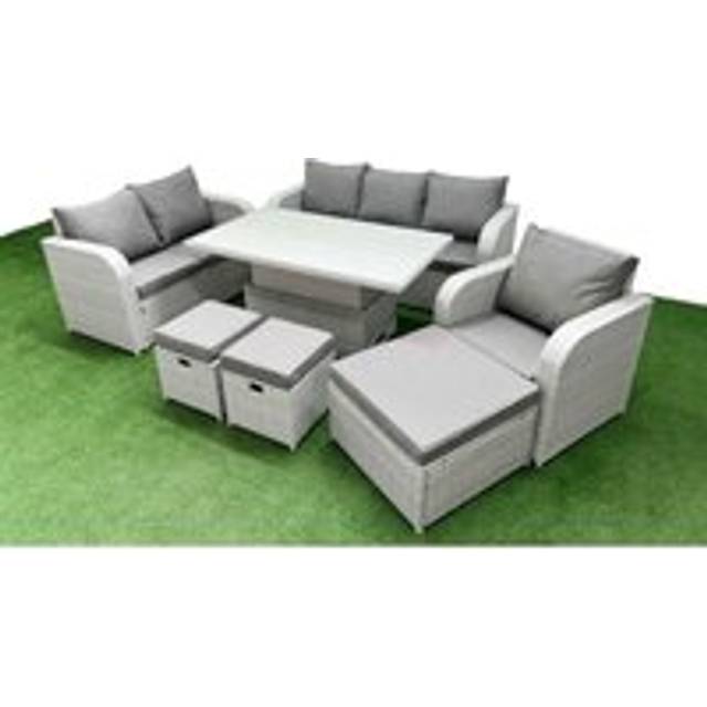 Love Sofa With 3 Seater Sofa, Reclining Chair, 3 Stools & Lifting Table | Wowcher - Grey