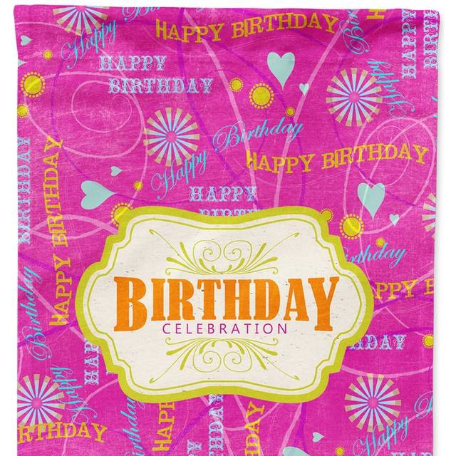 Caroline's Treasures SB3001CHF Happy Birthday Pink Flag Canvas  Large  Multicolor