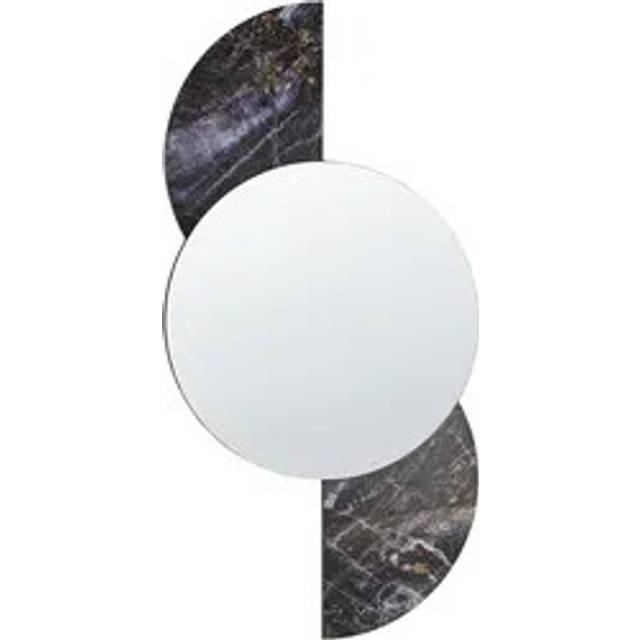 Modern Wall Mirror Irregular and Round Shape Hooks Glass and mdf Silver and Violet Seuzey