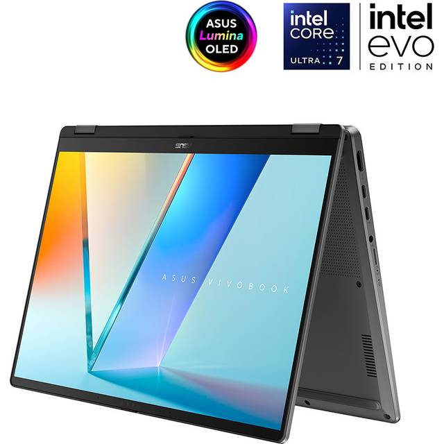 ASUS Vivobook 14 Flip Convertible Laptop, Intel Core Ultra 7 Processor, 16GB RAM, 1TB SSD, 14” WUXGA OLED Touchscreen, Grey