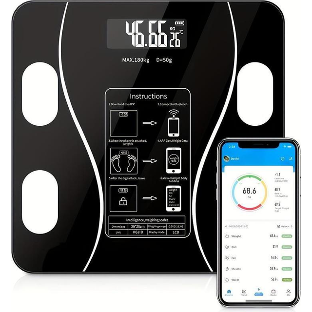 (Black charging model) Digital Bathroom Scales for Body Weight, Weighing Scale Electronic Bath Scales