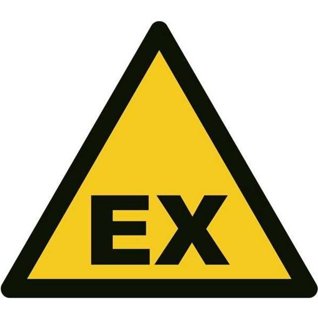 Advarselsskilt - ATEX Eksplosionsfare - Lamineret vinyl klistermærke - 25 mm - Ark á 10 stk.