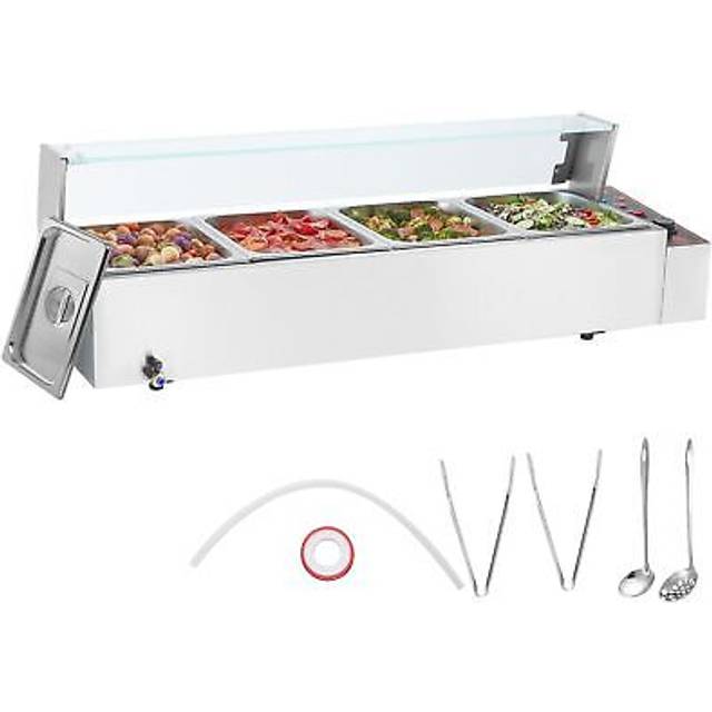 VEVOR Commercial Electric Food Warmer Bänkskiva buffé 4*8Qt med glassköld