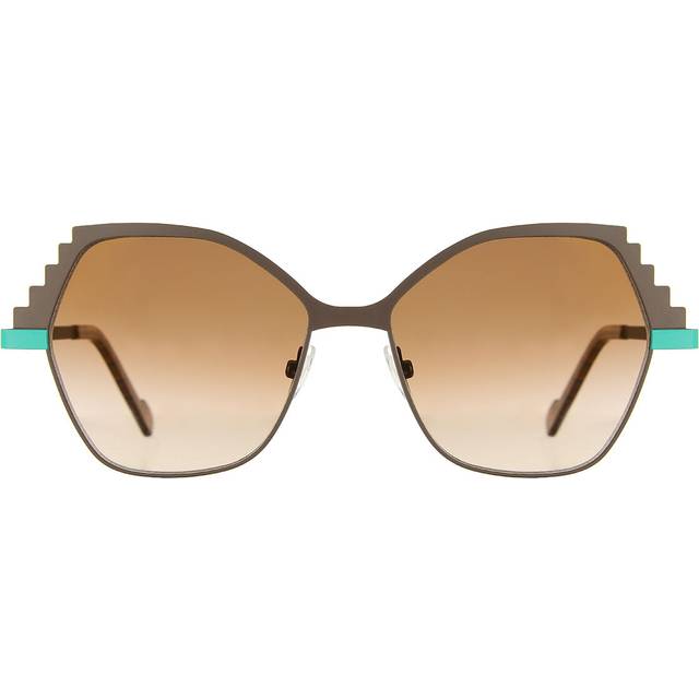 VANNI VS9618 C296 Women's Sunglasses Brown Size 56 - Dark Brown Green Laminate (56)