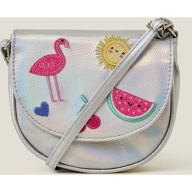 Angels by Accessorize Kids' Embroidered Motif Cross Body Bag, Silver/Multi