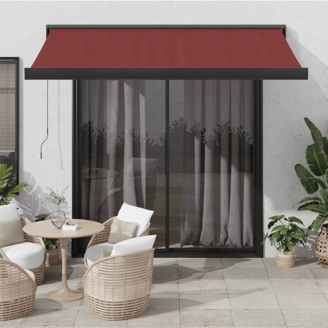 vidaXL Automatic Retractable Awning Burgundy 300x250 cm - Red