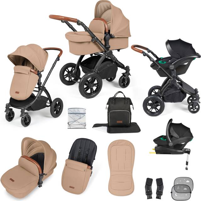 Ickle Bubba Stomp Luxe with Stratus i-Size Car Seat & Isofix Base - Black/Desert/Tan + FREE Highchair Worth &#xA3;79.99!