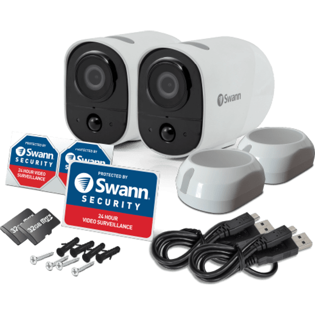 Swann xtreem wifi security camera 1080p full hd 16gb twin pack swifi-xtrcm16g2pk