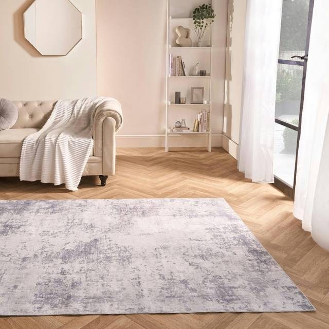 OHS Washable Abstract Printed Rug, Charcoal - 80 x 150 cm - Grey