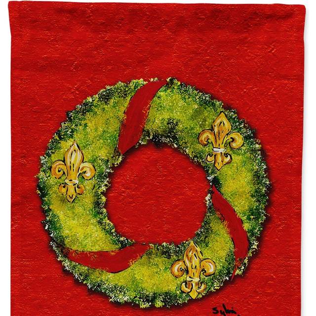 Caroline's Treasures 8503CHF Christmas Wreath Fleur de lis Flag Canvas  Large  Multicolor
