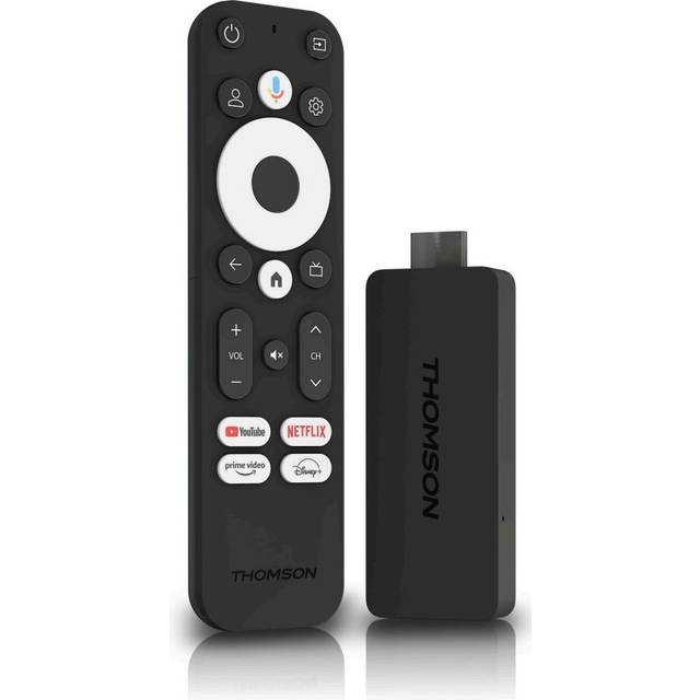 Thomson Streaming Stick 140, 4K UHD, Google TV, Smart röststyrning, WiFi, Google Cast