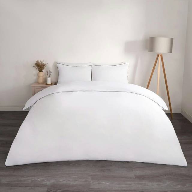 OHS Piped Edge Duvet Set, Black/White - Superking