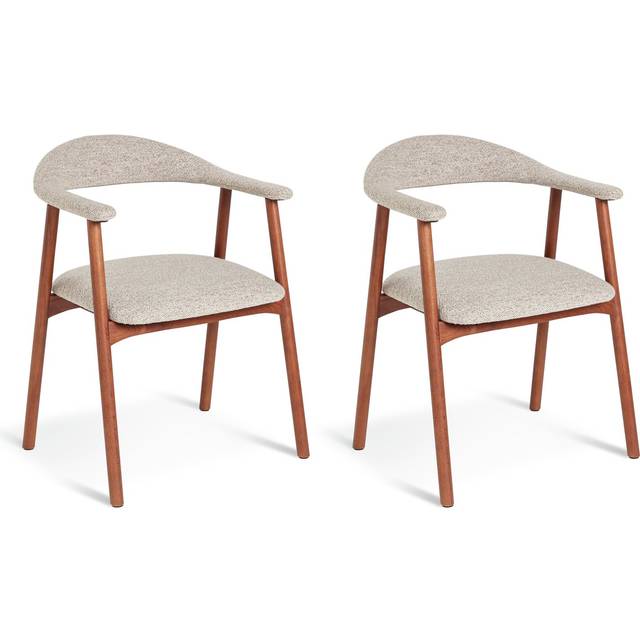 Habitat Lex Pair of Fabric Dining Chairs- Walnut