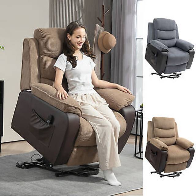 HOMCOM Power Lift Recliner Chair for Elderly, Patchwork Design Oversized Electric Riser and Recliner Armchair for Living Room with Remote Control and
