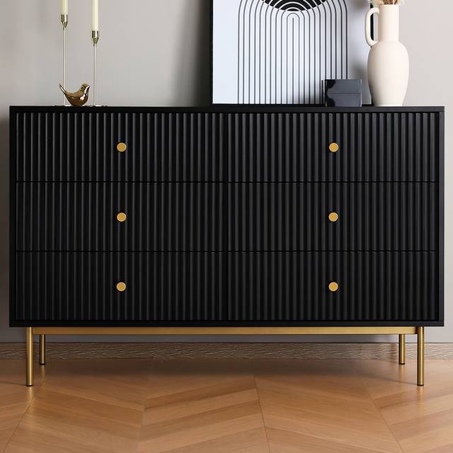Home Garden Direct Devon - Wide Chest Of Drawers - Black, Black