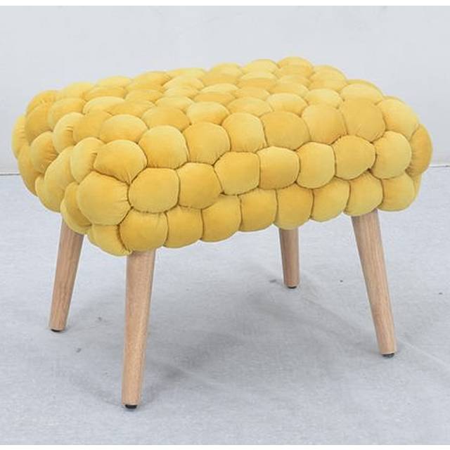 Artemis Home Cushla Yellow Bubbly Velvet Small Footstool - 45 x 56 x 43cm
