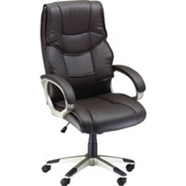 Home Office Chair High Back Computer Desk Chair with Faux Leather Adjustable Height Rocking Function Brown