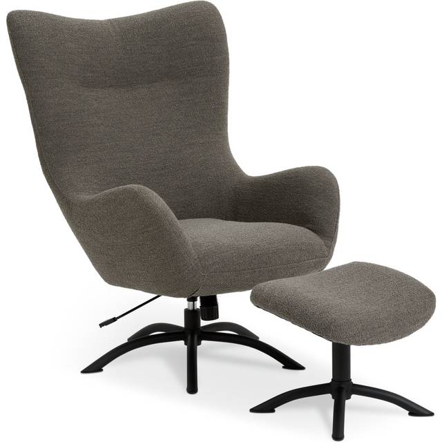 Habitat Alden Fabric Swivel Chair and Footstool - Grey